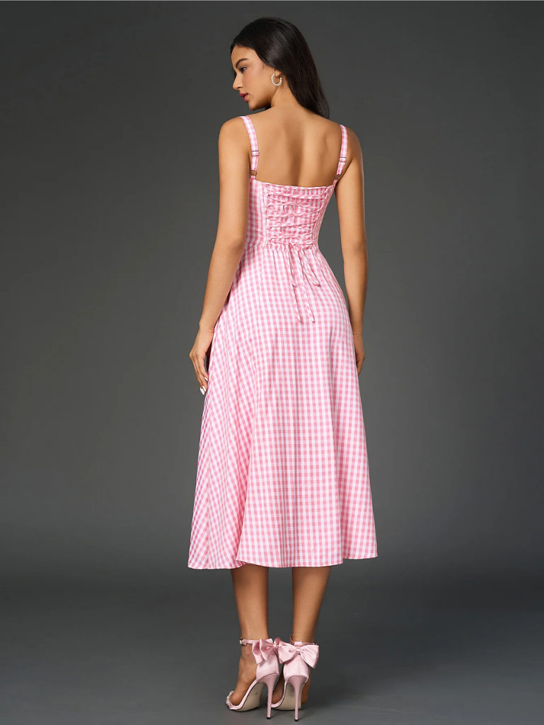 Ruched Bodice Split Thigh Cami Dress