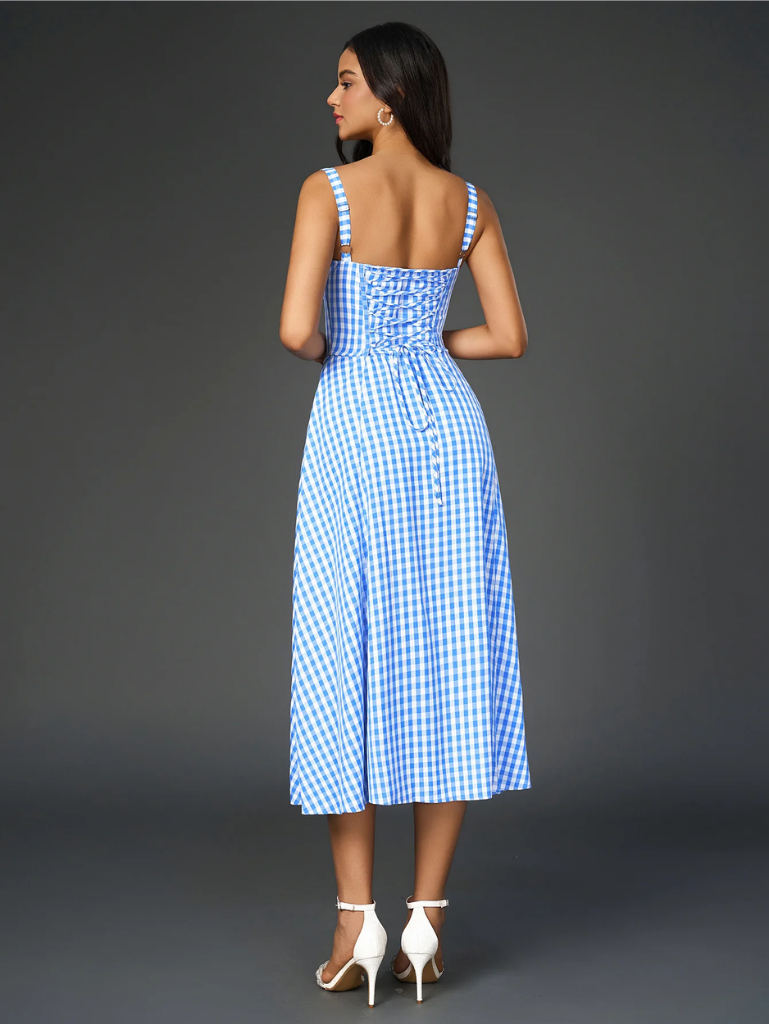 Ruched Bodice Split Thigh Cami Dress